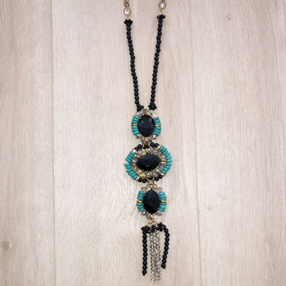 Turquoise tussle long necklace - Picture 4 of 10